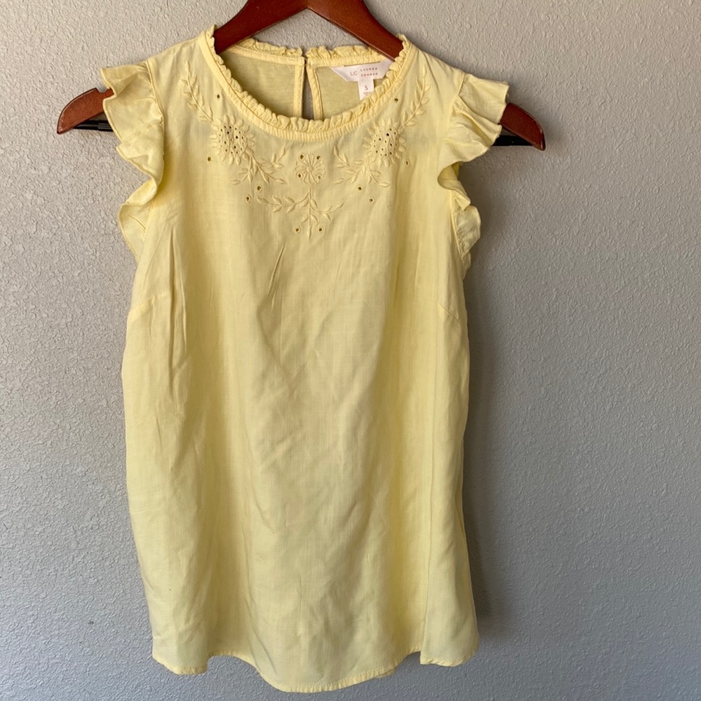 LC Lauren condrad yellow ruffle blouse